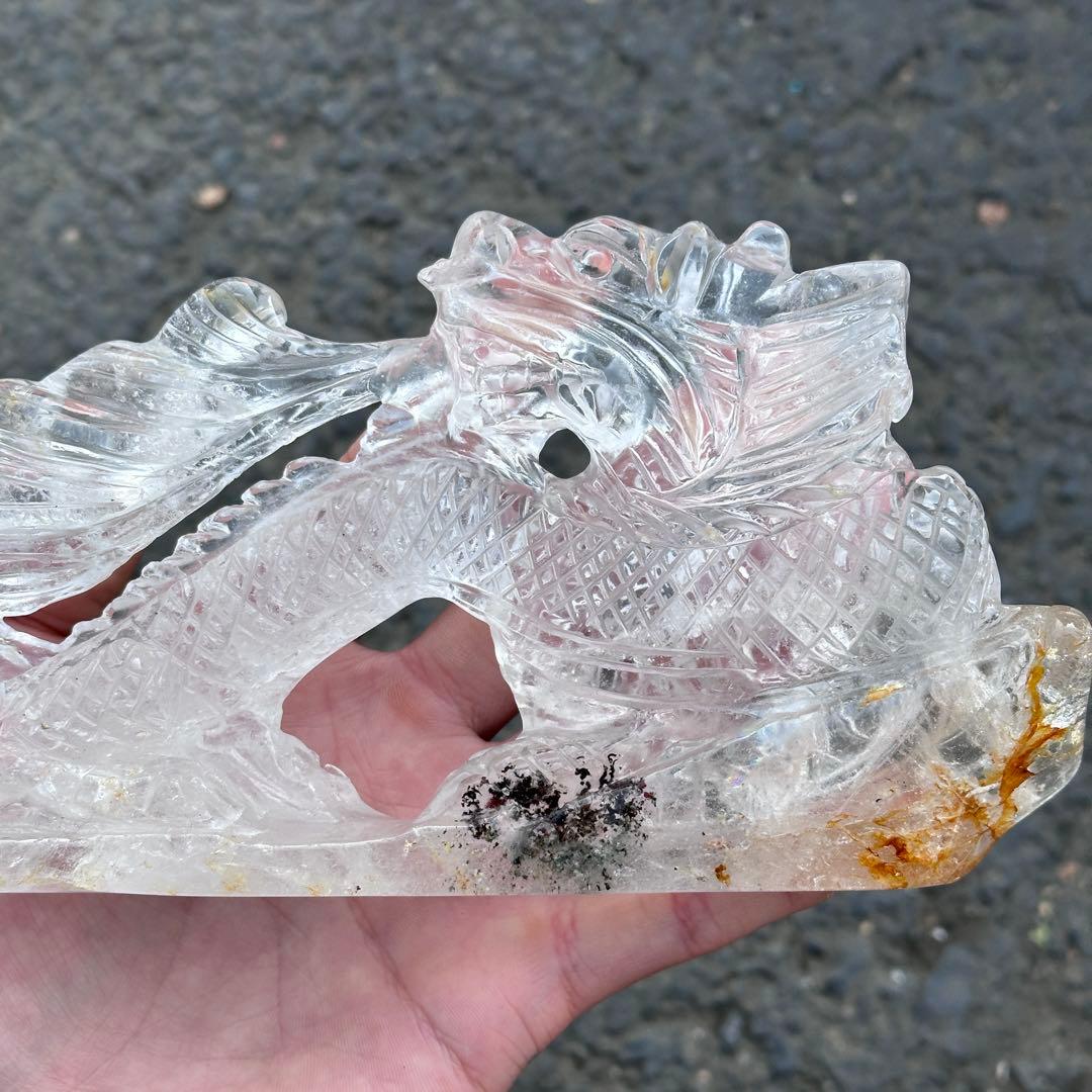 天然石水晶の龍　置物　ご購入前に在庫確認必要　G.217