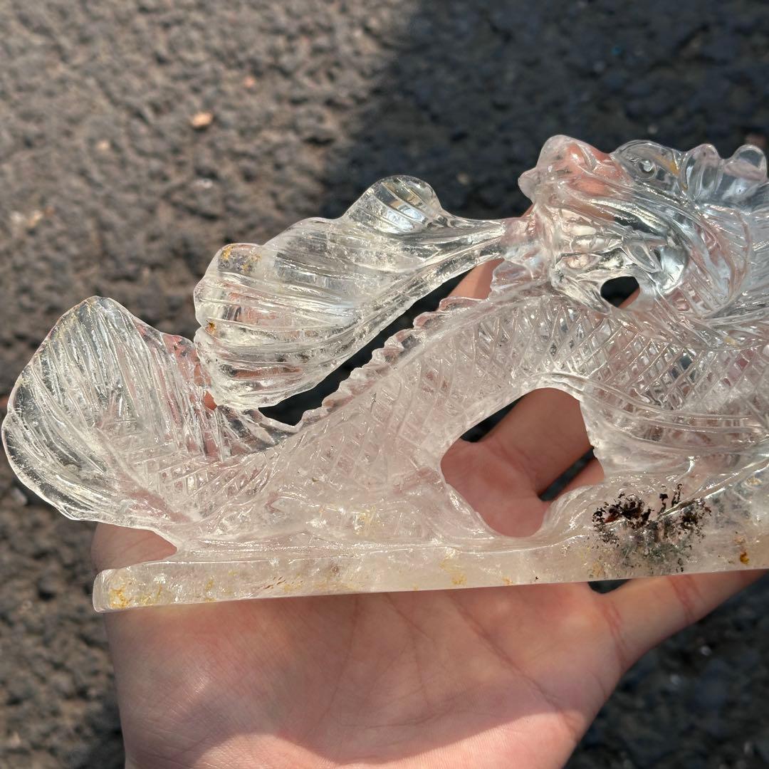天然石水晶の龍　置物　ご購入前に在庫確認必要　G.217