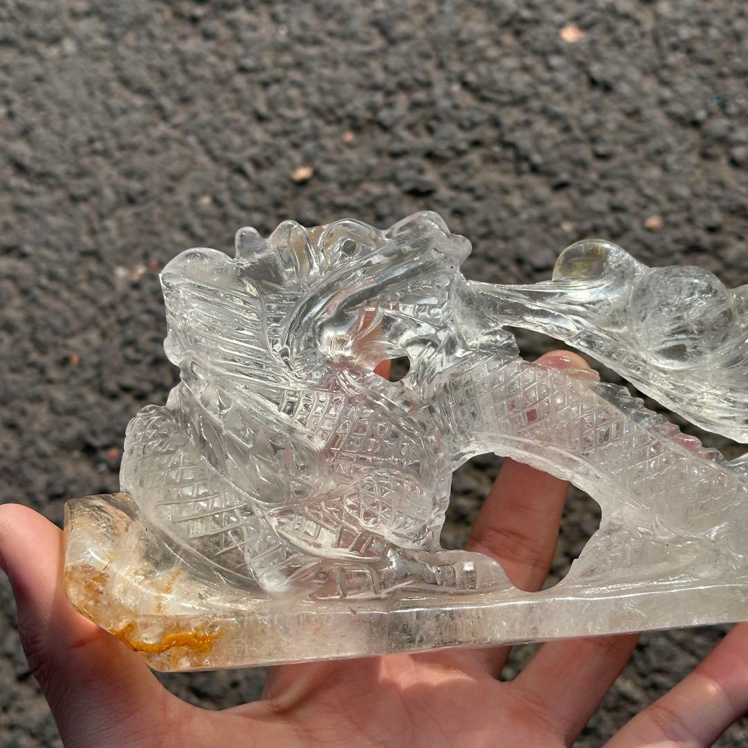 天然石水晶の龍　置物　ご購入前に在庫確認必要　G.217