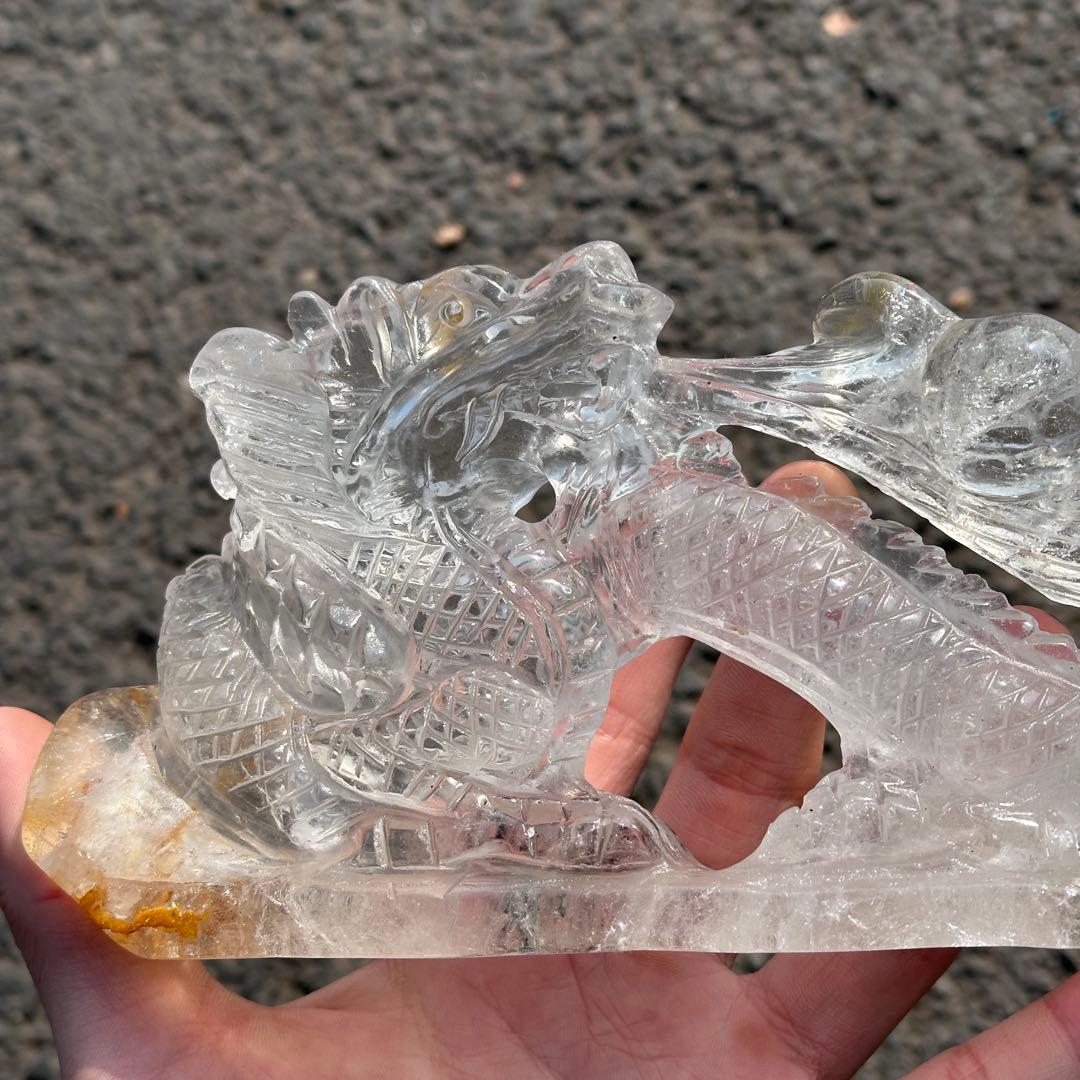 天然石水晶の龍　置物　ご購入前に在庫確認必要　G.217