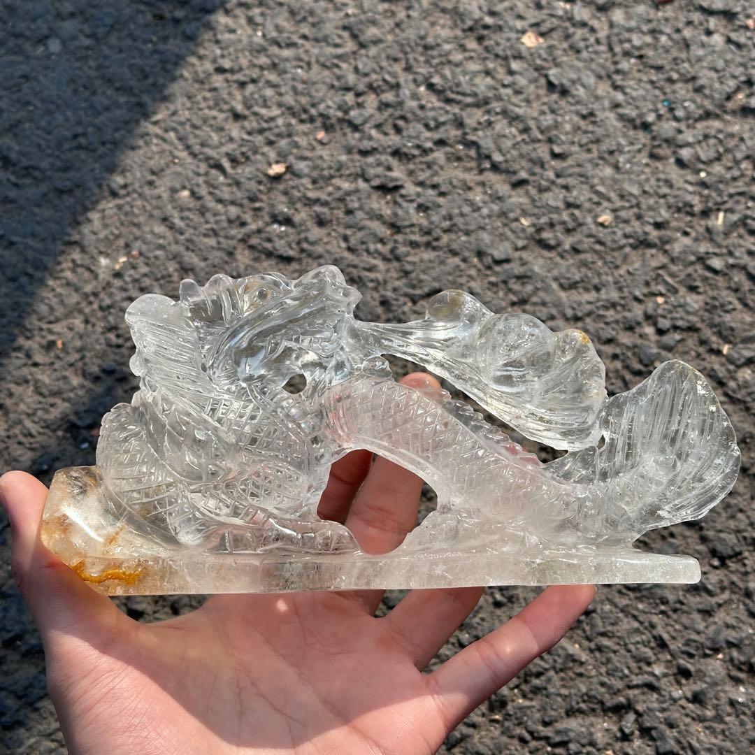 天然石水晶の龍　置物　ご購入前に在庫確認必要　G.217