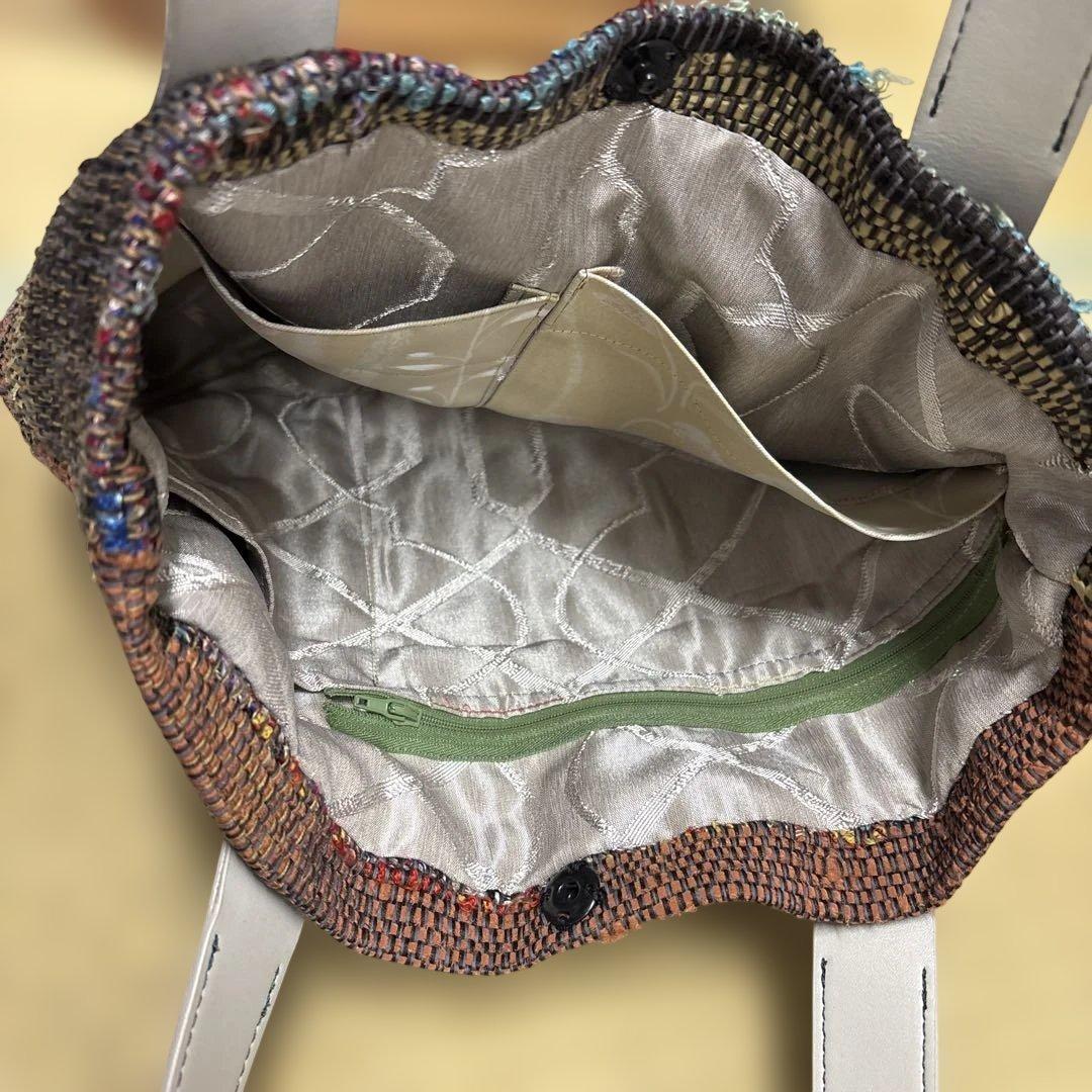 40手織りトートバッグ 内ポケット4つ付 一点物