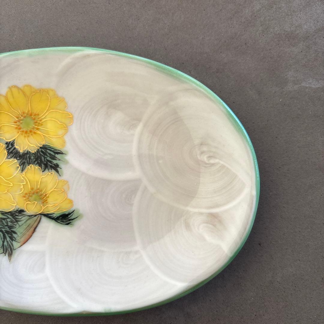 《ほぼ新品》美品　陶あん　京焼　清水焼　銘々皿　福寿草　色絵付け　陶葊　皿