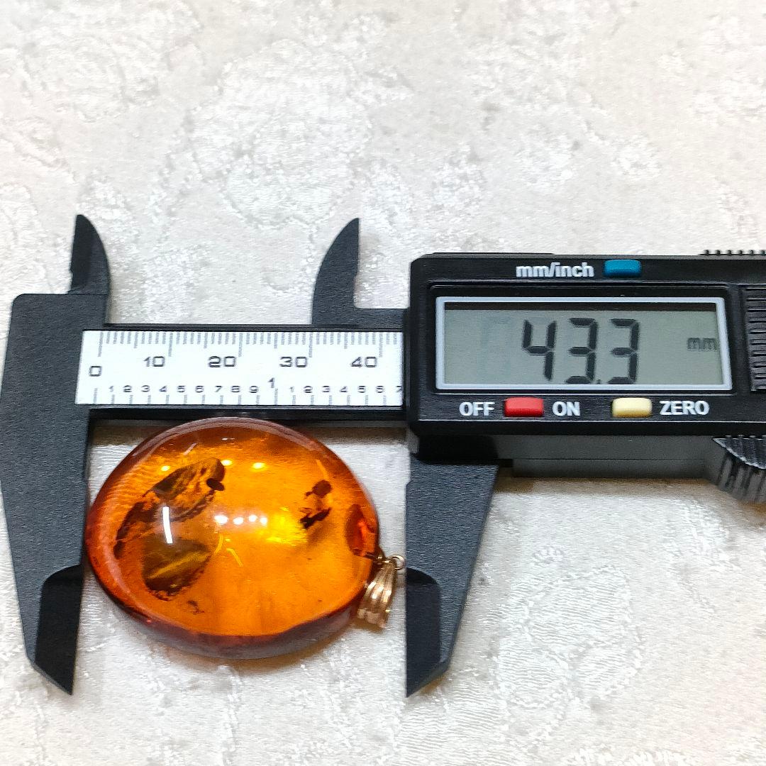 2X30　Amber　琥珀　K18金　ペンダントトップ