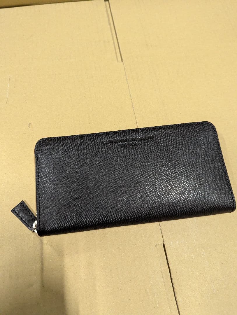 キャサリンハムネット 長財布 黒 牛革