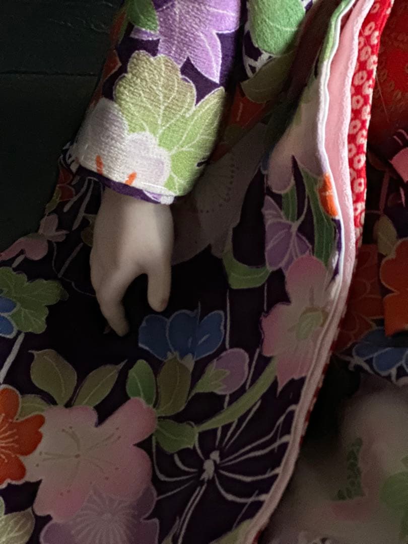 最終お値下げ‼️可愛いすぎます！ビスクドール　花柄お着物の青い目の金髪人形