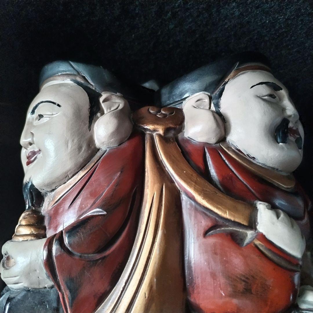 三面大黒天 木製 時代物 骨董品