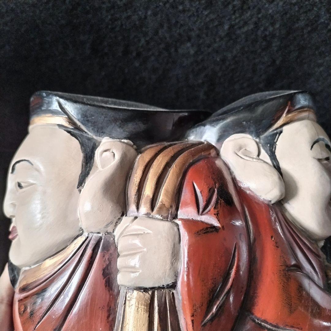 三面大黒天 木製 時代物 骨董品