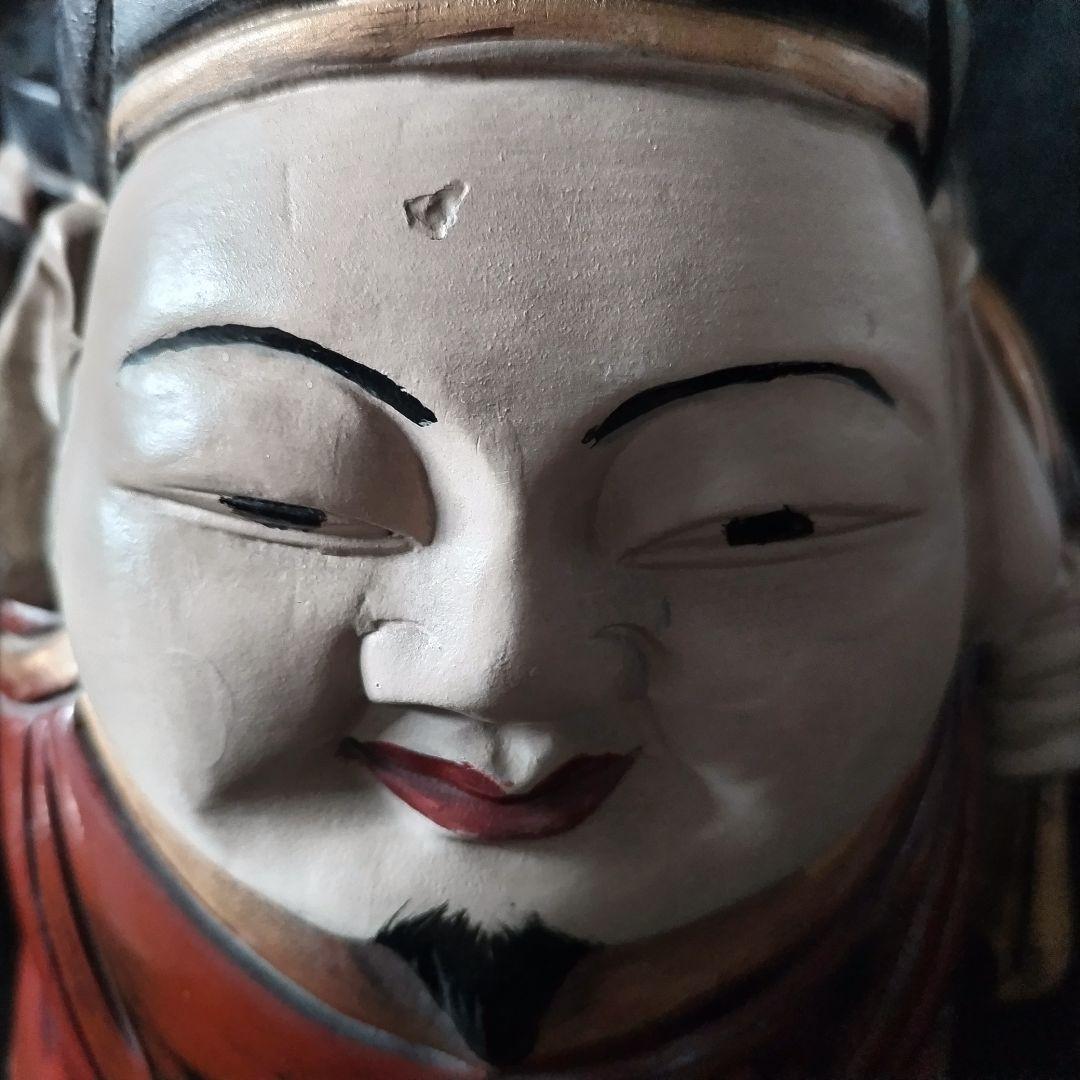 三面大黒天 木製 時代物 骨董品