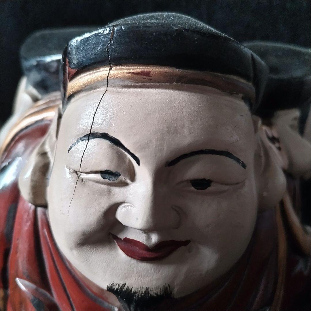 三面大黒天 木製 時代物 骨董品