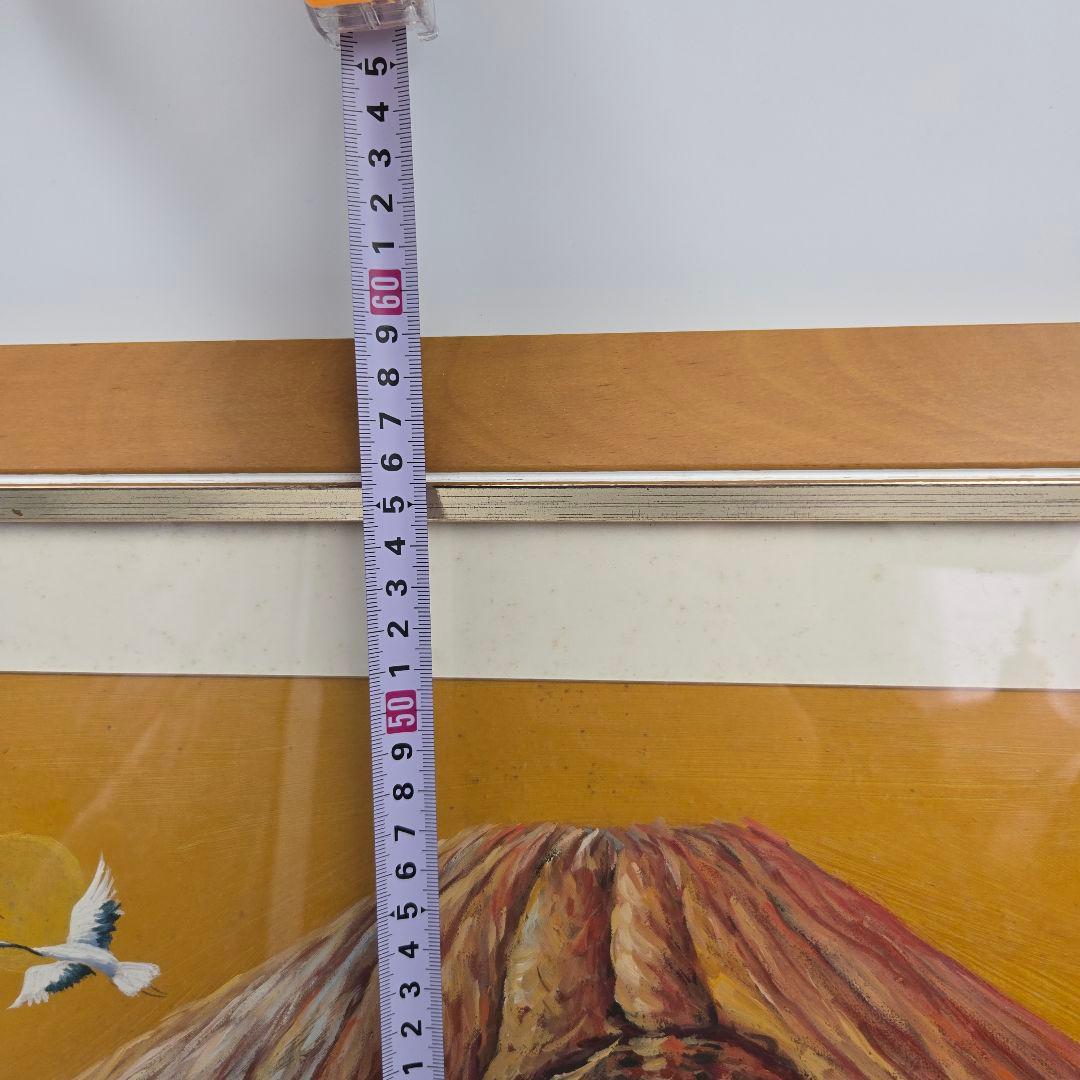 富士山 絵画 額入り 油彩風 風景画 インテリア アート レトロ 大判 装飾