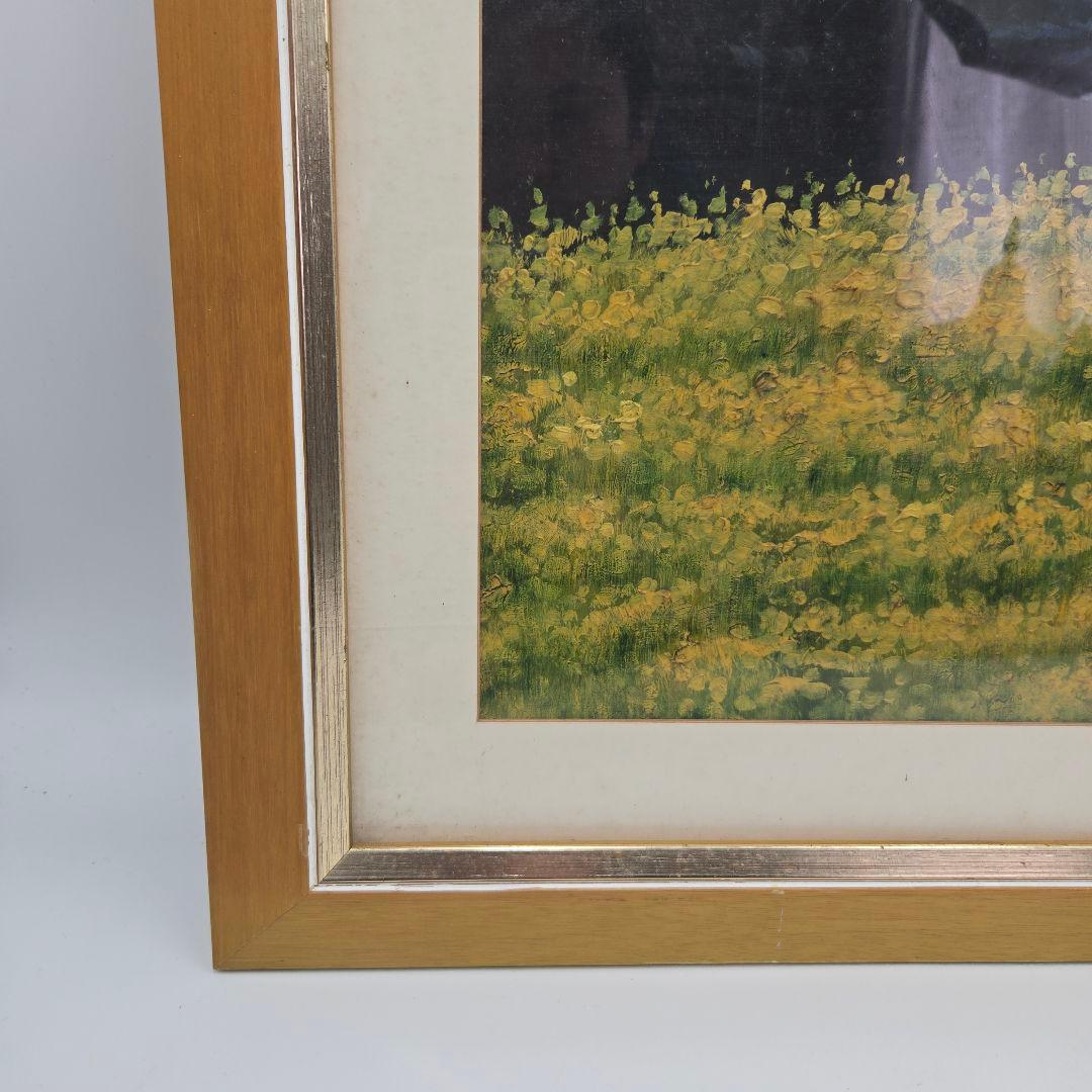 富士山 絵画 額入り 油彩風 風景画 インテリア アート レトロ 大判 装飾