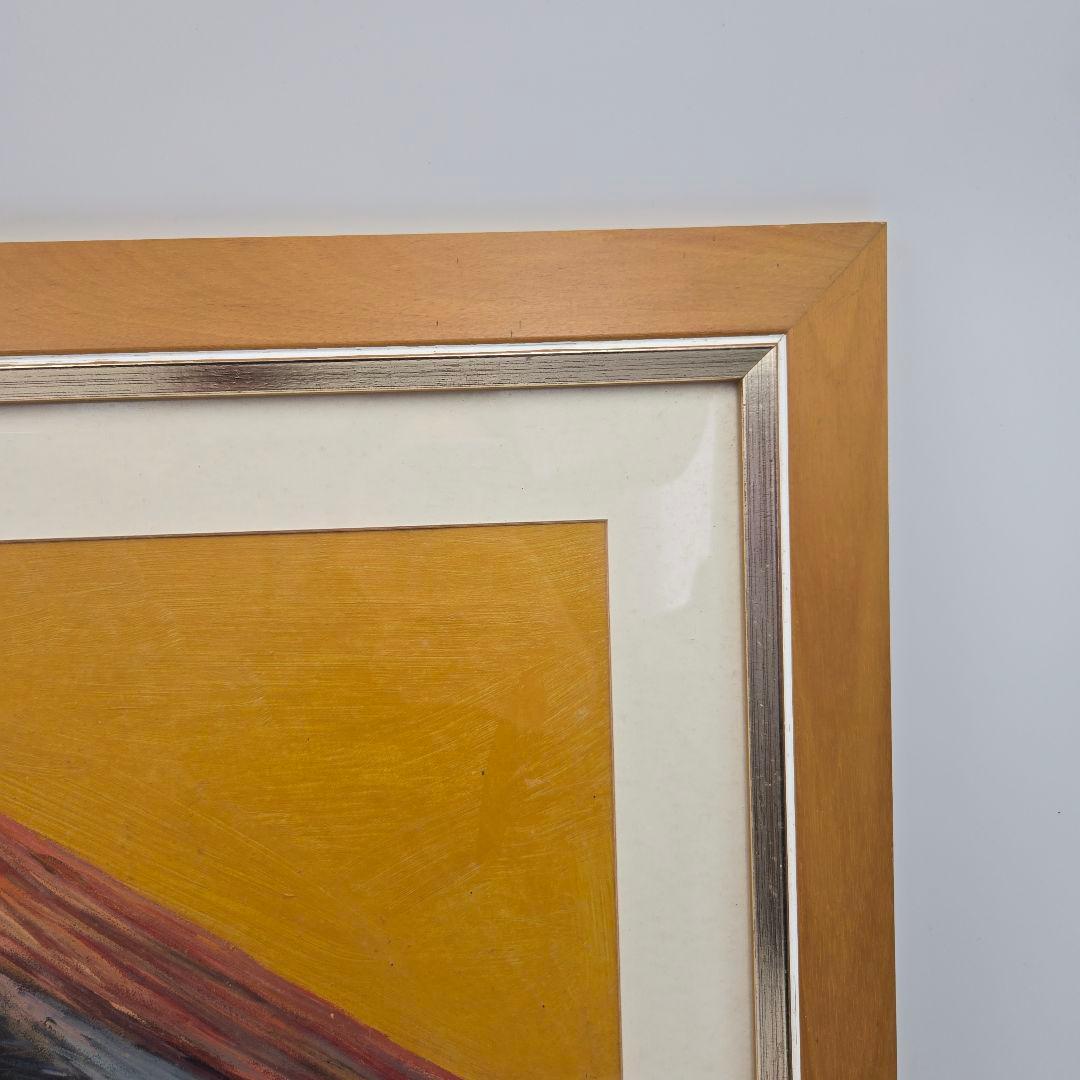 富士山 絵画 額入り 油彩風 風景画 インテリア アート レトロ 大判 装飾