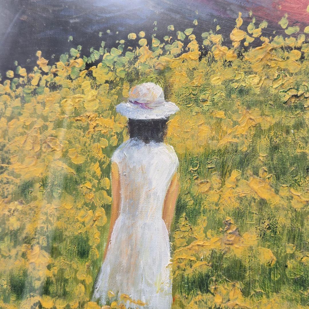 富士山 絵画 額入り 油彩風 風景画 インテリア アート レトロ 大判 装飾