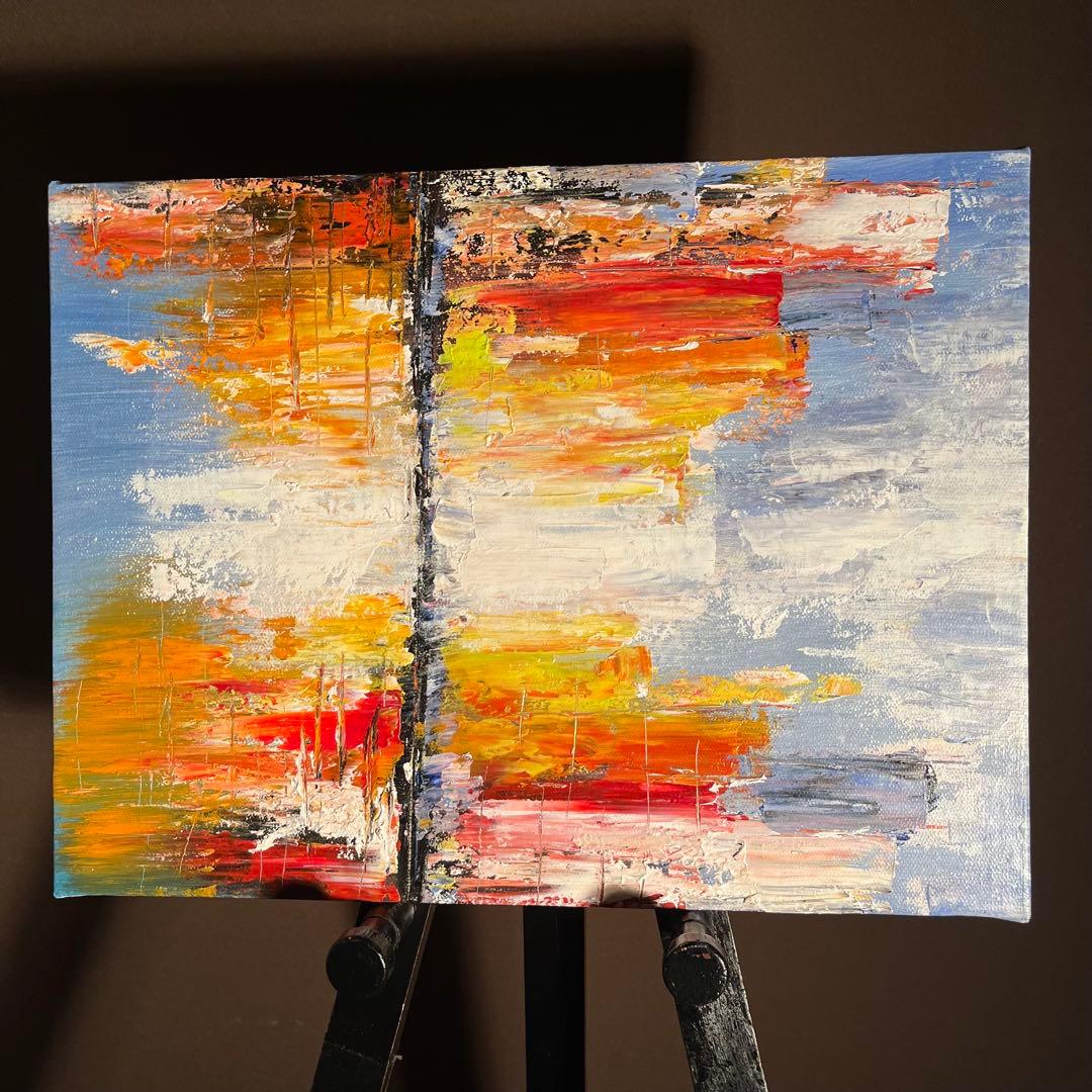 手書き油絵 抽象画 無題 絵画 インテリア 油彩画