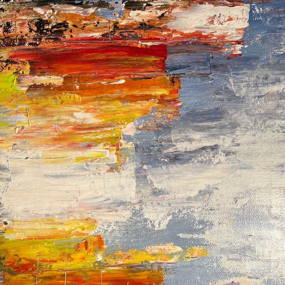 手書き油絵 抽象画 無題 絵画 インテリア 油彩画