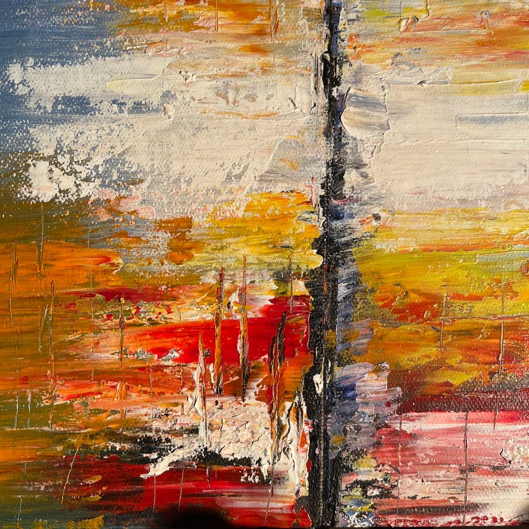 手書き油絵 抽象画 無題 絵画 インテリア 油彩画