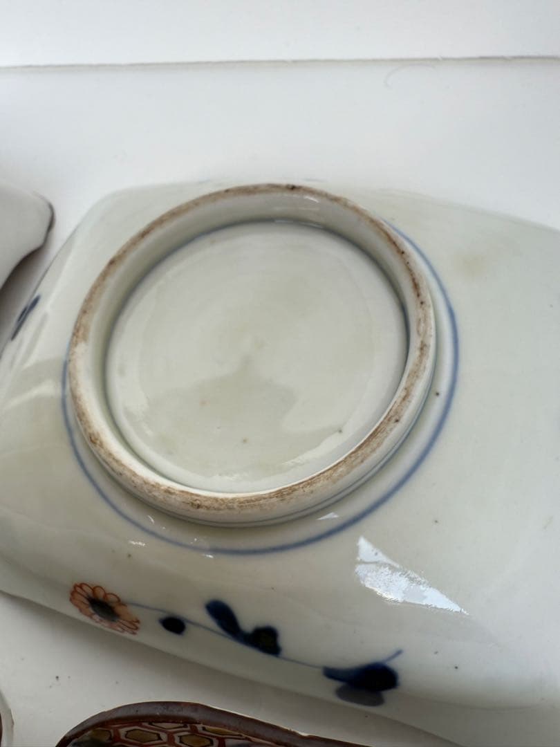 【色絵】九谷焼風 色絵角皿 5客揃い 花鳥文様和皿 古伊万里風【アンティーク風】