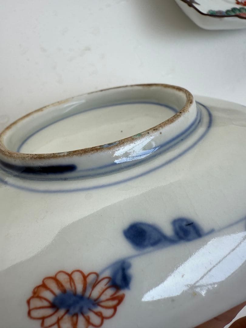 【色絵】九谷焼風 色絵角皿 5客揃い 花鳥文様和皿 古伊万里風【アンティーク風】