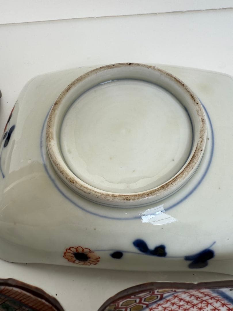 【色絵】九谷焼風 色絵角皿 5客揃い 花鳥文様和皿 古伊万里風【アンティーク風】