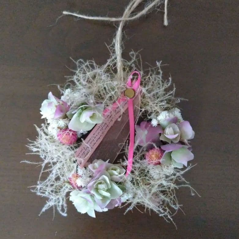 オレガノとスモークツリーのプチリース  クリーピングタイムベース