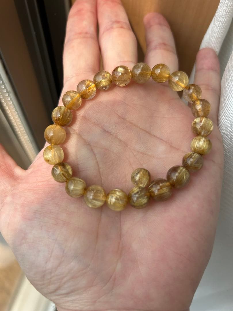 ゴールド ルチル タイチン 8ミリ ブレスレット 天然石