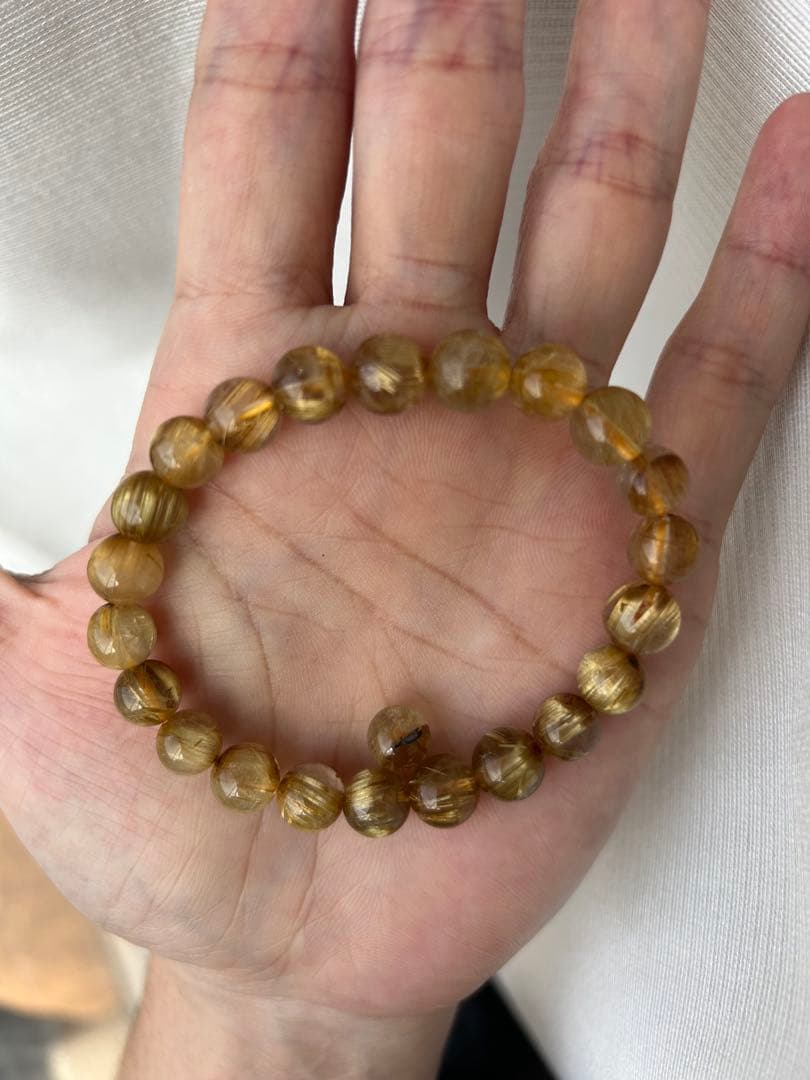 ゴールド ルチル タイチン 8ミリ ブレスレット 天然石