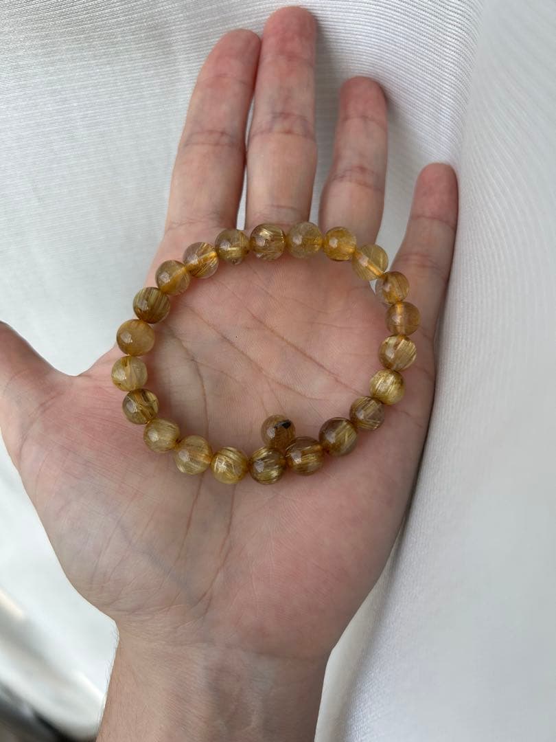 ゴールド ルチル タイチン 8ミリ ブレスレット 天然石