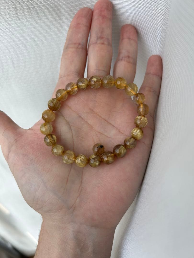 ゴールド ルチル タイチン 8ミリ ブレスレット 天然石