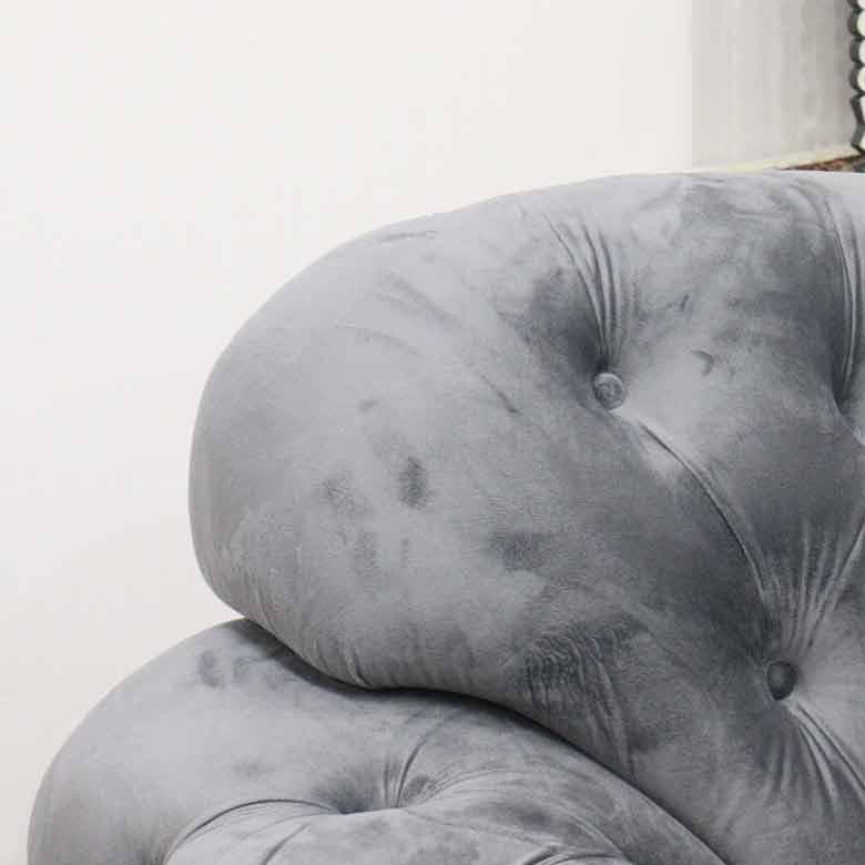 1Pソファ ベルベット 一人掛け グレー デラックスソファ 着脱式