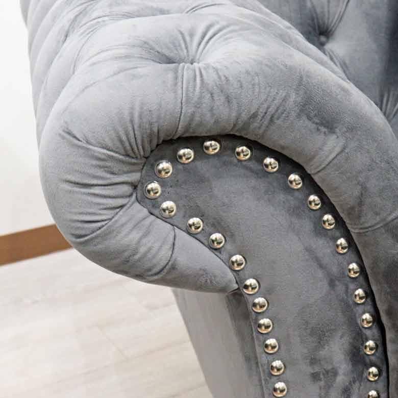 1Pソファ ベルベット 一人掛け グレー デラックスソファ 着脱式