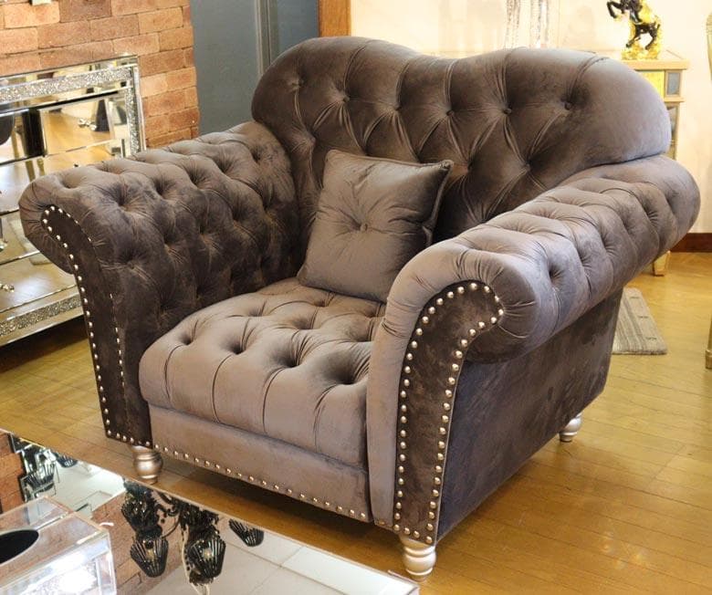 1Pソファ ベルベット 一人掛け グレー デラックスソファ 着脱式