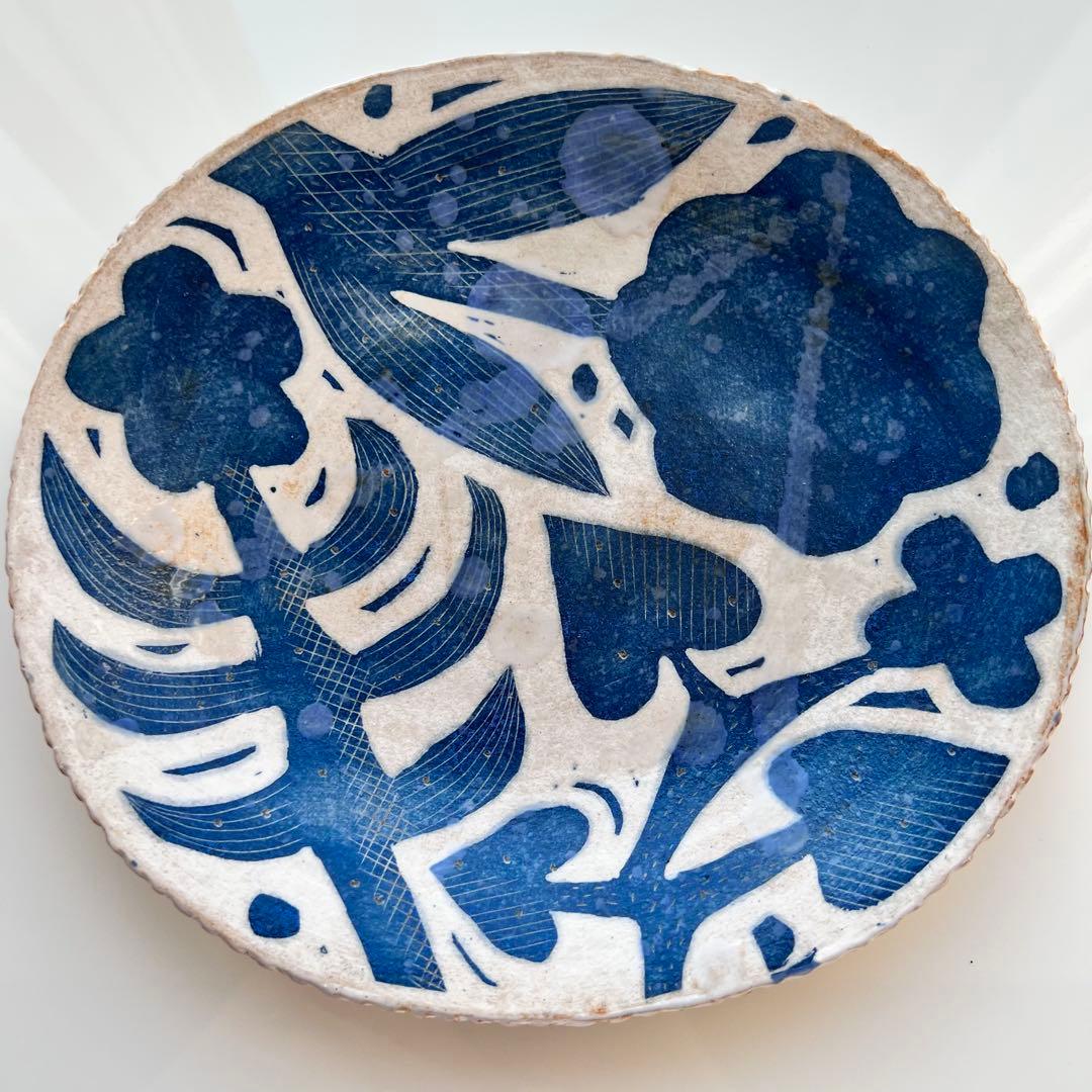 鹿児島睦 ハンドメイド 絵皿（ブルー） 未使用 美品
