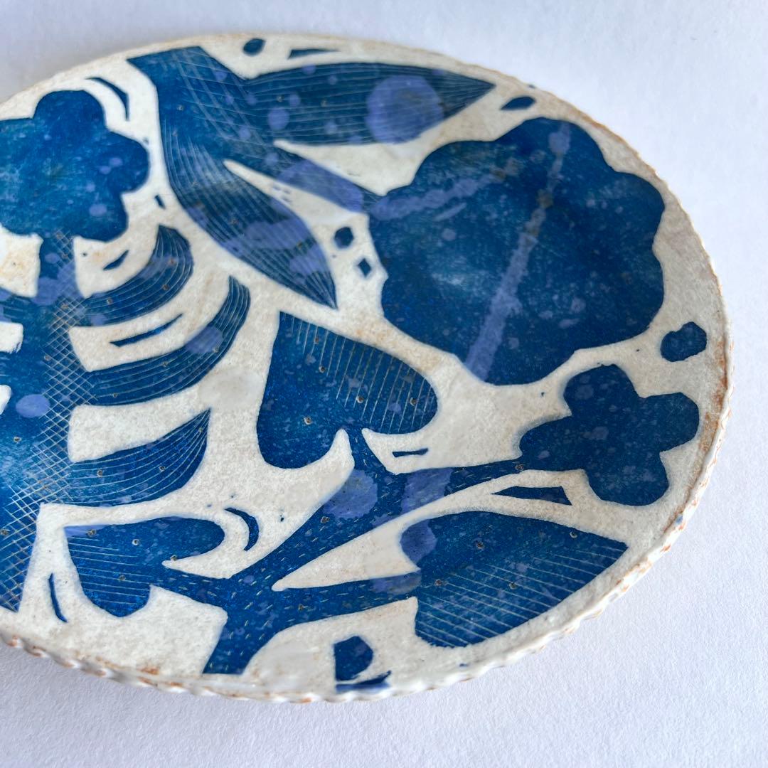 鹿児島睦 ハンドメイド 絵皿（ブルー） 未使用 美品