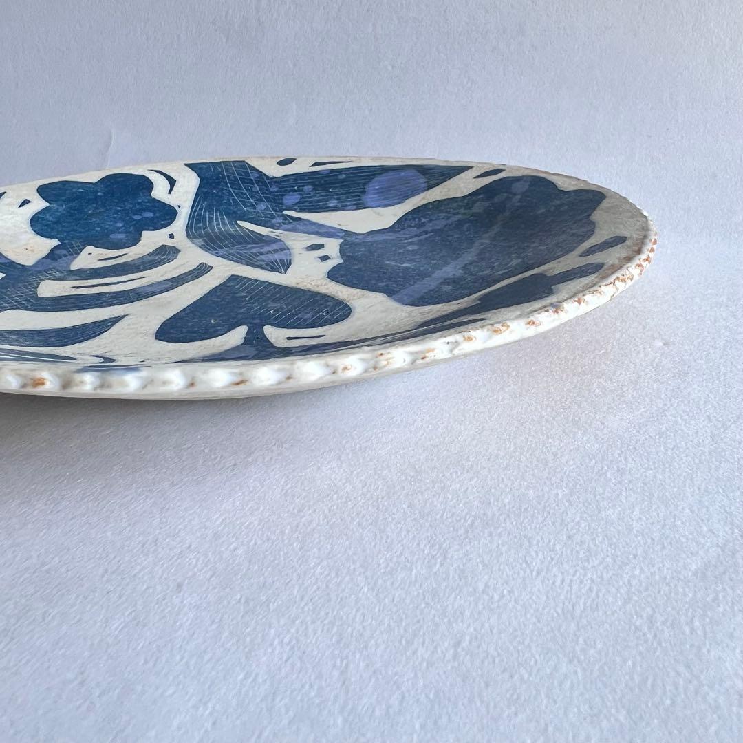 鹿児島睦 ハンドメイド 絵皿（ブルー） 未使用 美品
