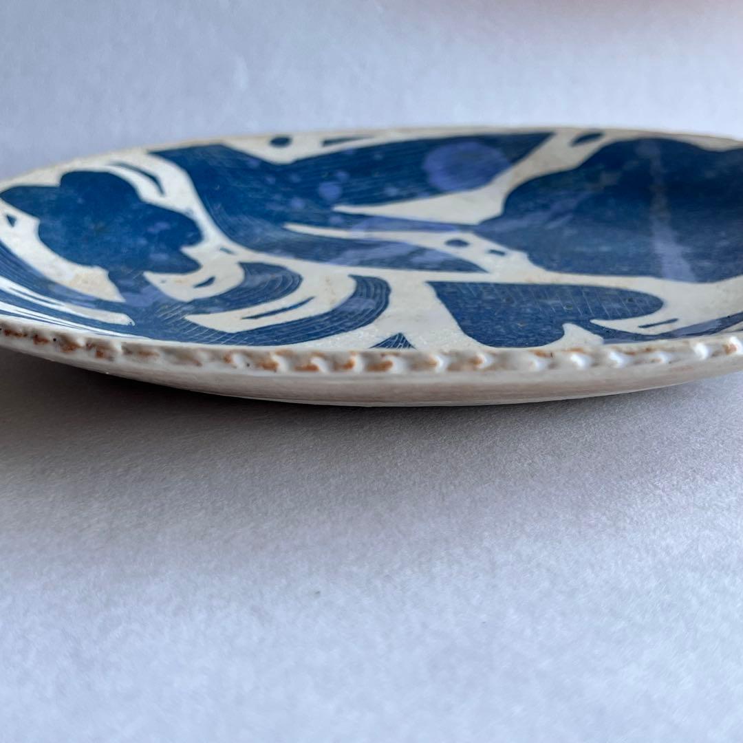 鹿児島睦 ハンドメイド 絵皿（ブルー） 未使用 美品