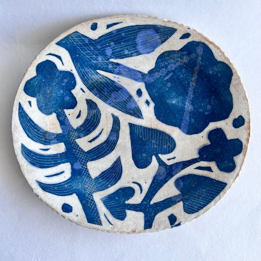 鹿児島睦 ハンドメイド 絵皿（ブルー） 未使用 美品