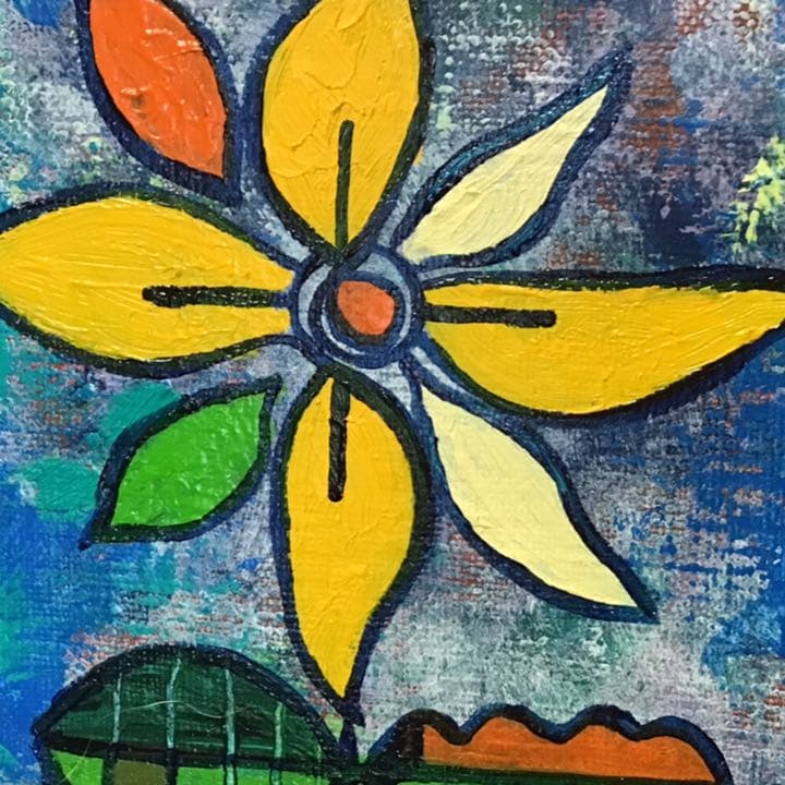 絵画　「クロスひまわり」油彩