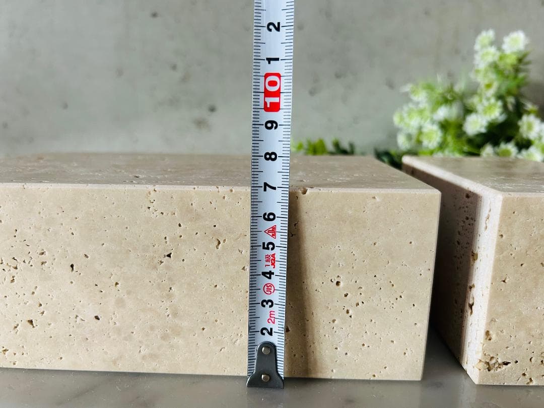 天然大理石　イタリア　トラバーチン●ブロック　2個セット●ディスプレイ●送料無料