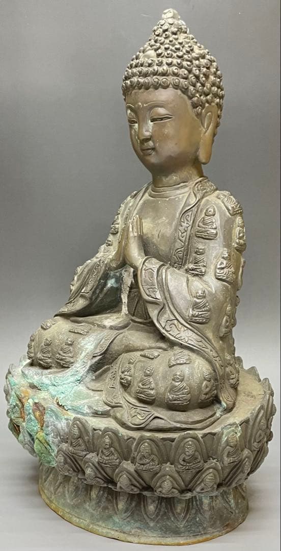 合掌菩薩像坐像　仏像　如来　細密細工　銅製　w719