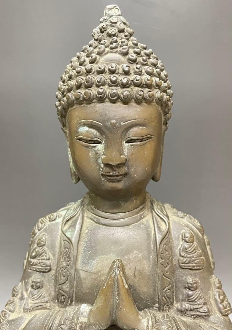 合掌菩薩像坐像　仏像　如来　細密細工　銅製　w719