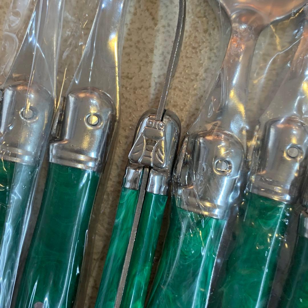 LAGUIOLE カトラリー3客セット グリーンマーブル　蜂モチーフ　フランス製