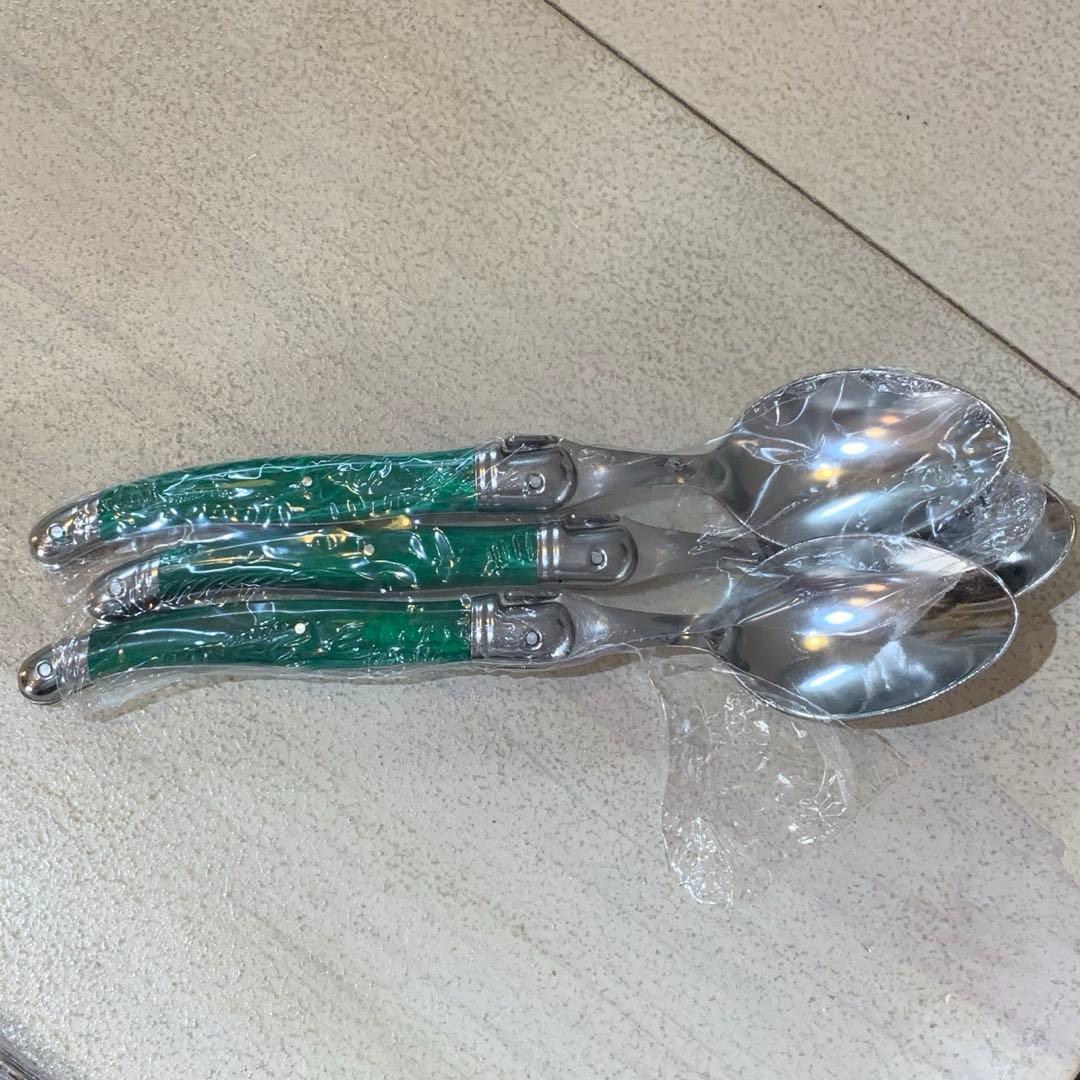 LAGUIOLE カトラリー3客セット グリーンマーブル　蜂モチーフ　フランス製