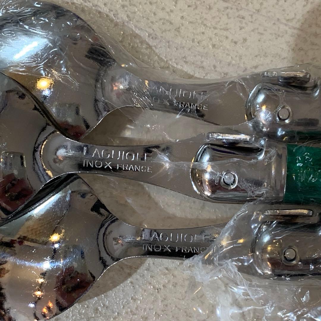 LAGUIOLE カトラリー3客セット グリーンマーブル　蜂モチーフ　フランス製