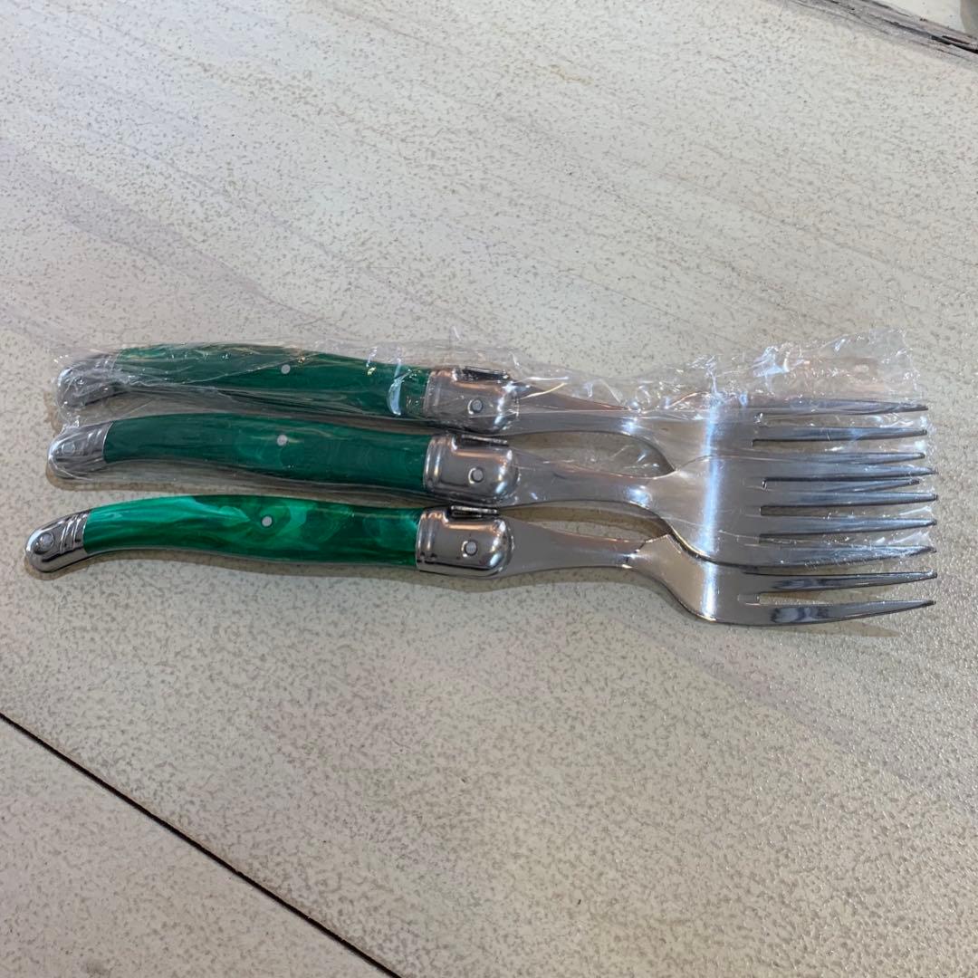 LAGUIOLE カトラリー3客セット グリーンマーブル　蜂モチーフ　フランス製