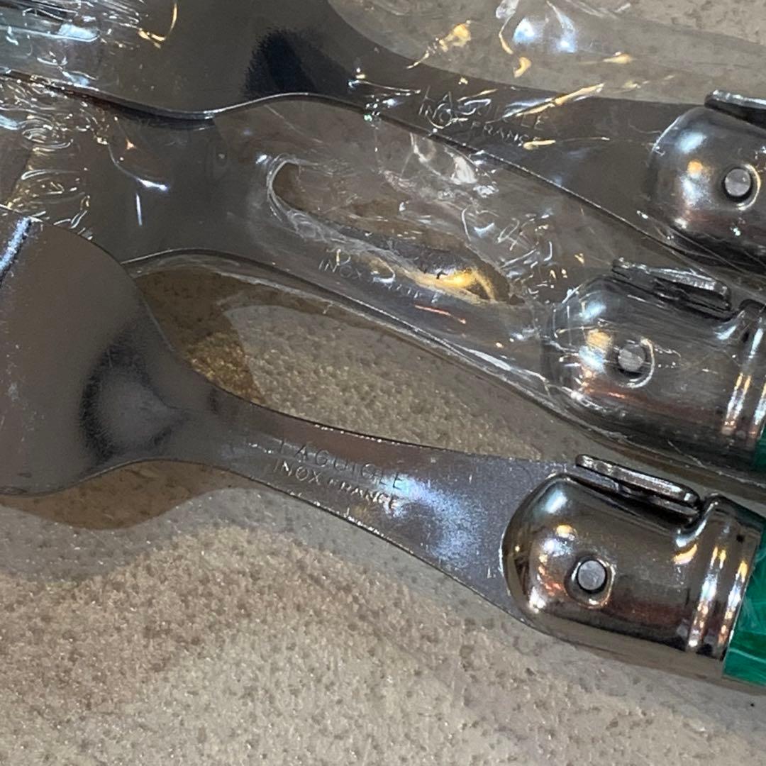 LAGUIOLE カトラリー3客セット グリーンマーブル　蜂モチーフ　フランス製