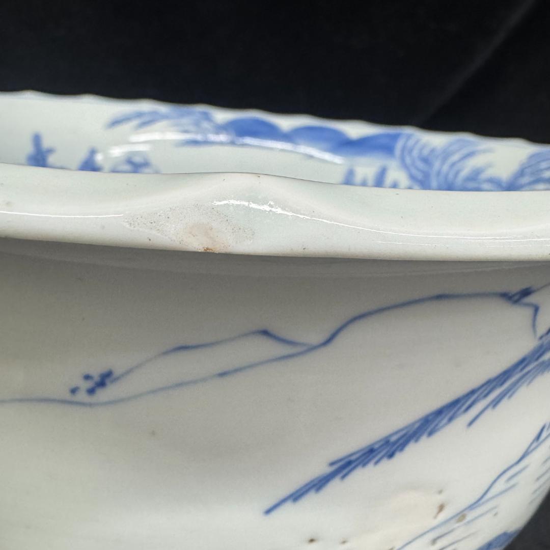 江戸時代　古伊万里 染付芭蕉山水　大鉢 32cm