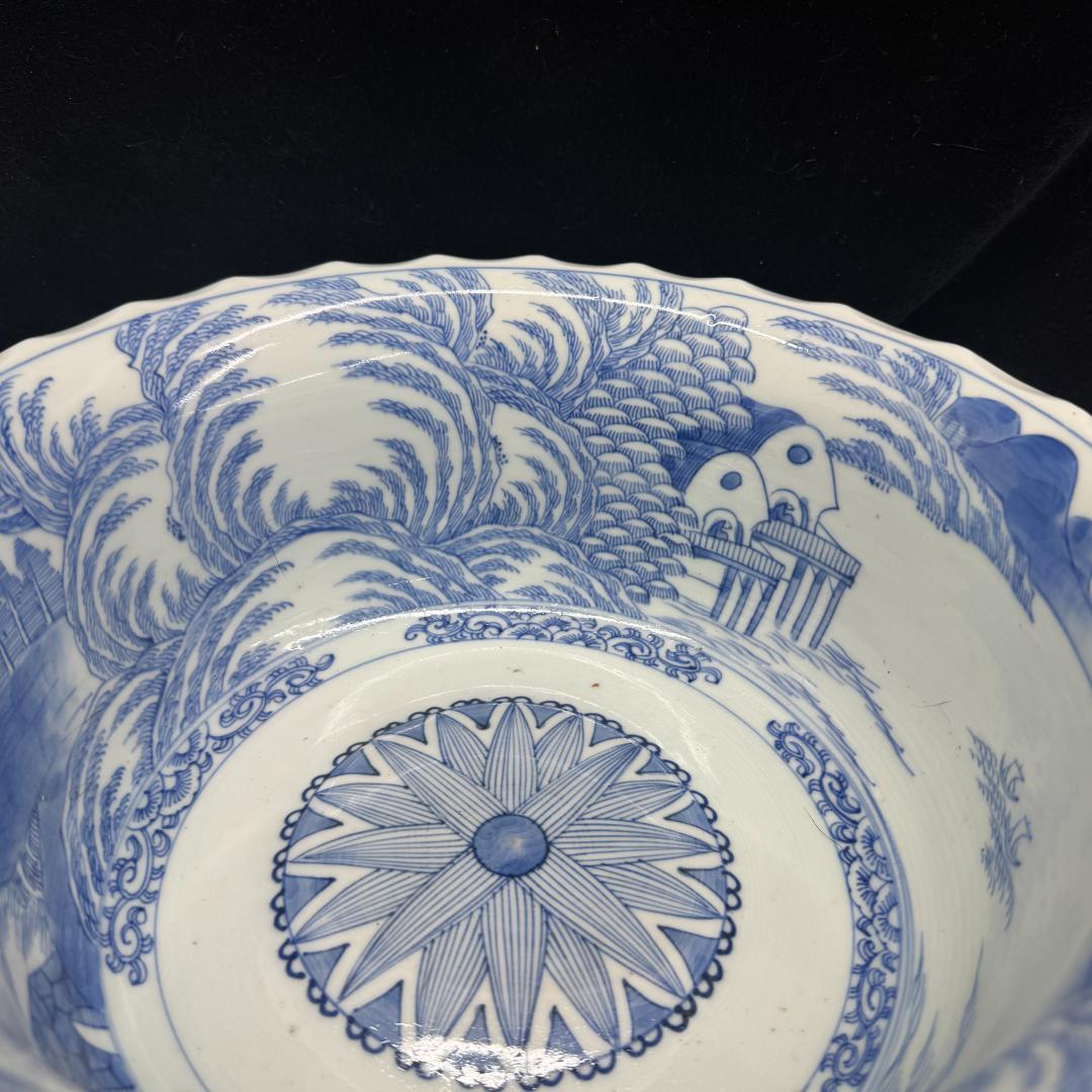 江戸時代　古伊万里 染付芭蕉山水　大鉢 32cm