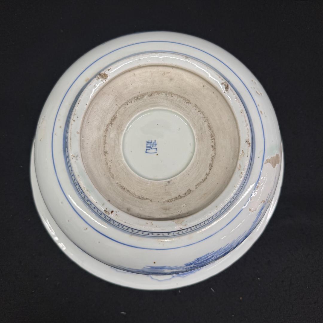 江戸時代　古伊万里 染付芭蕉山水　大鉢 32cm