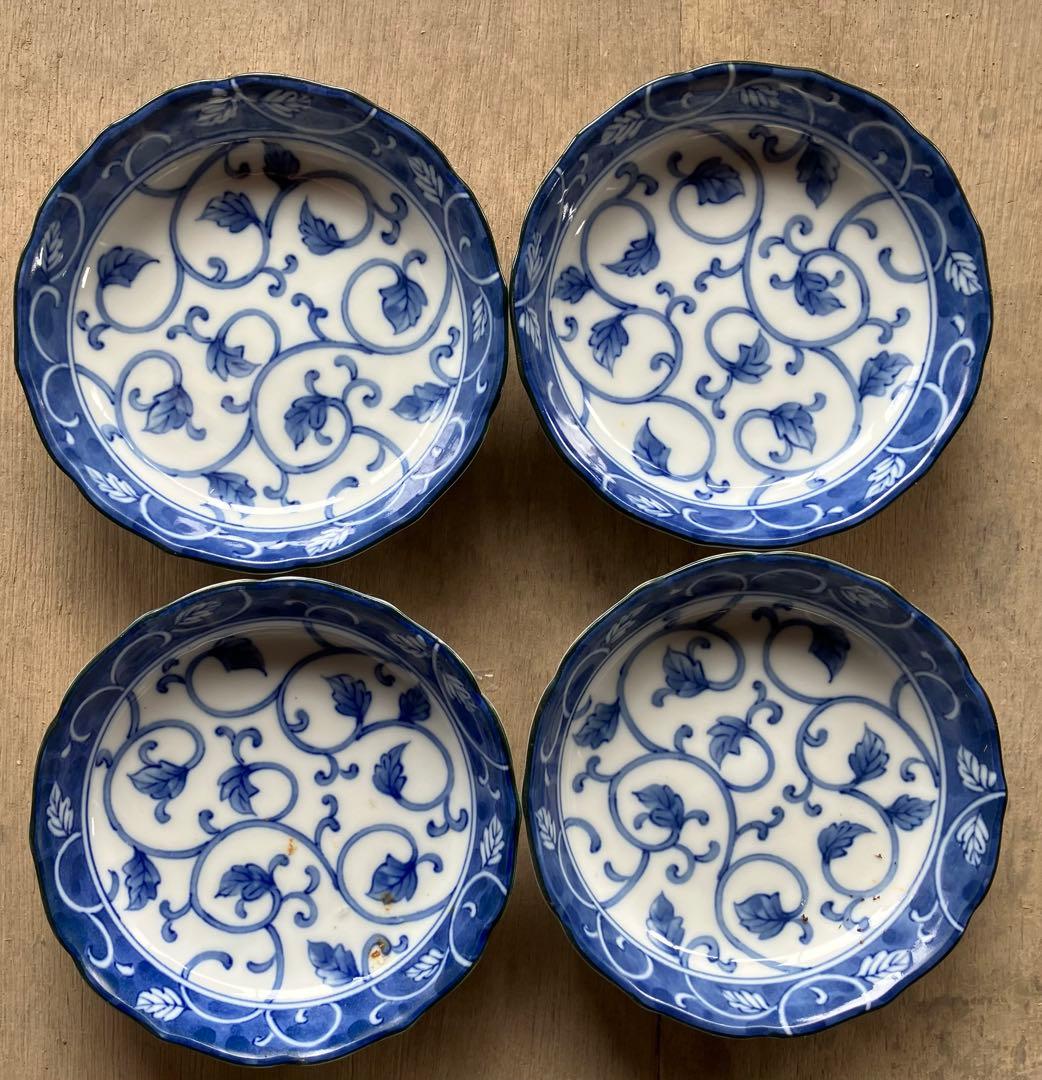 和食器 小鉢 小皿 38枚セット 美濃焼風 藍染 花柄 昭和レトロ まとめ売り